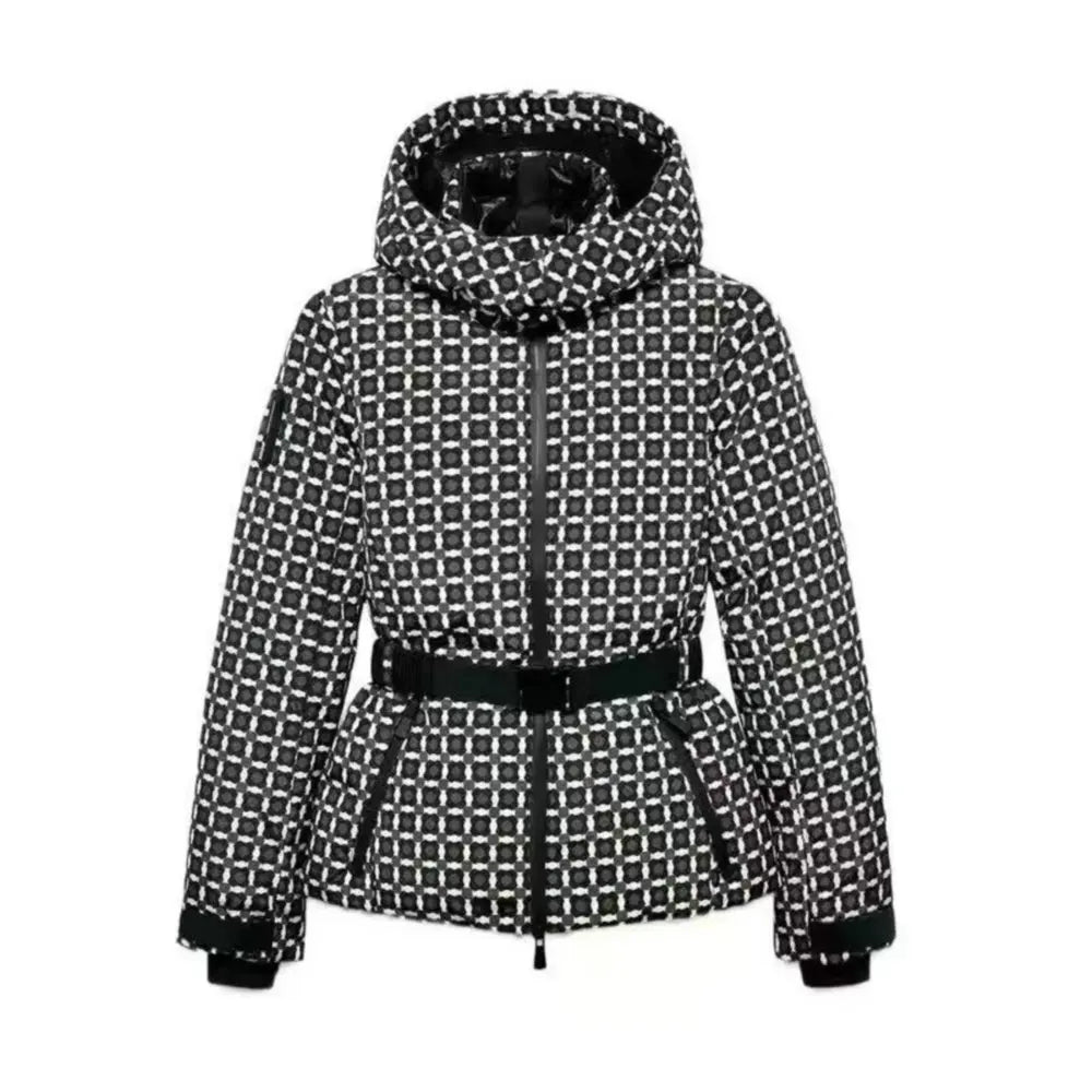 2025 Women Winter Hooded down Jackets with Belt Lady Warm Thick Long Sleeve Stand Collar Parkas Padded Coats Sports Ski Outdoor