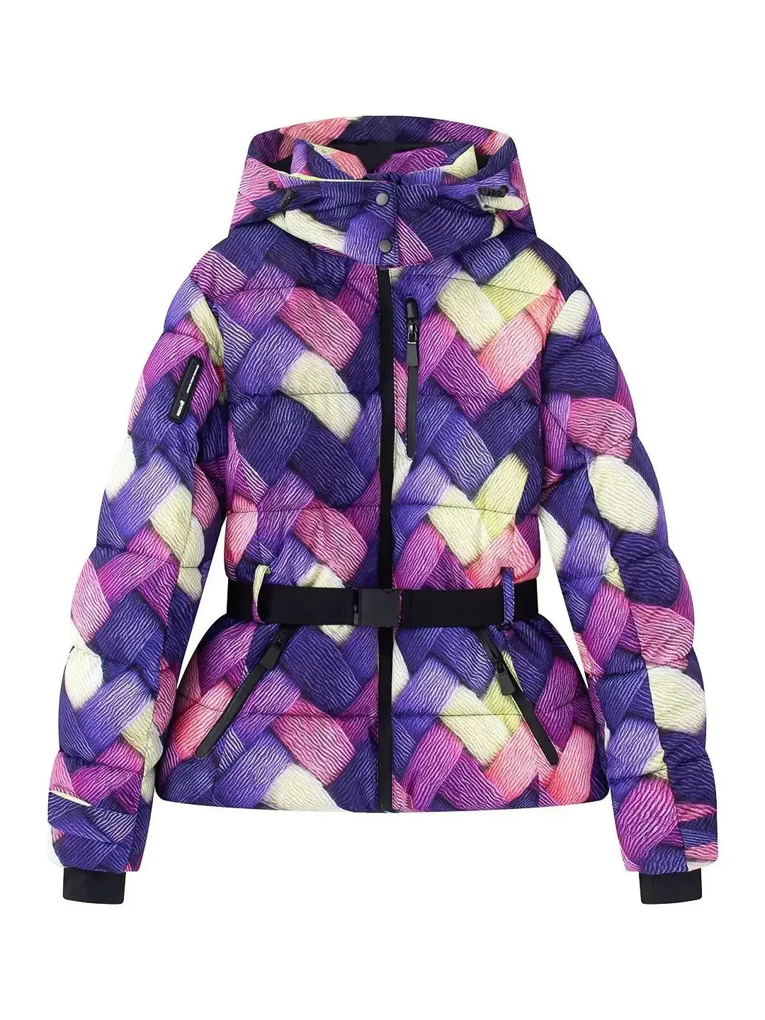 2025 Women Winter Hooded down Jackets with Belt Lady Warm Thick Long Sleeve Stand Collar Parkas Padded Coats Sports Ski Outdoor